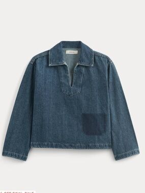 Everlane Cropped Denim Tunic Shirt in Tungsten Blue Stone